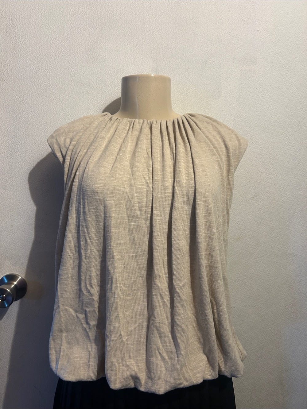 Michael Stars Neutral Gathered Neck Sleeveless Blouse